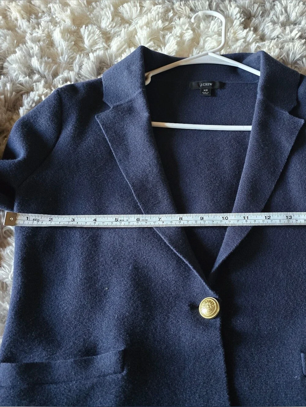 J. CREW Camille Sweater Blazer Navy Blue Size XS Wool Blend